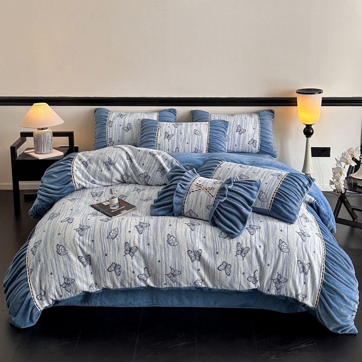 法式公主风牛奶绒四件套加厚保暖