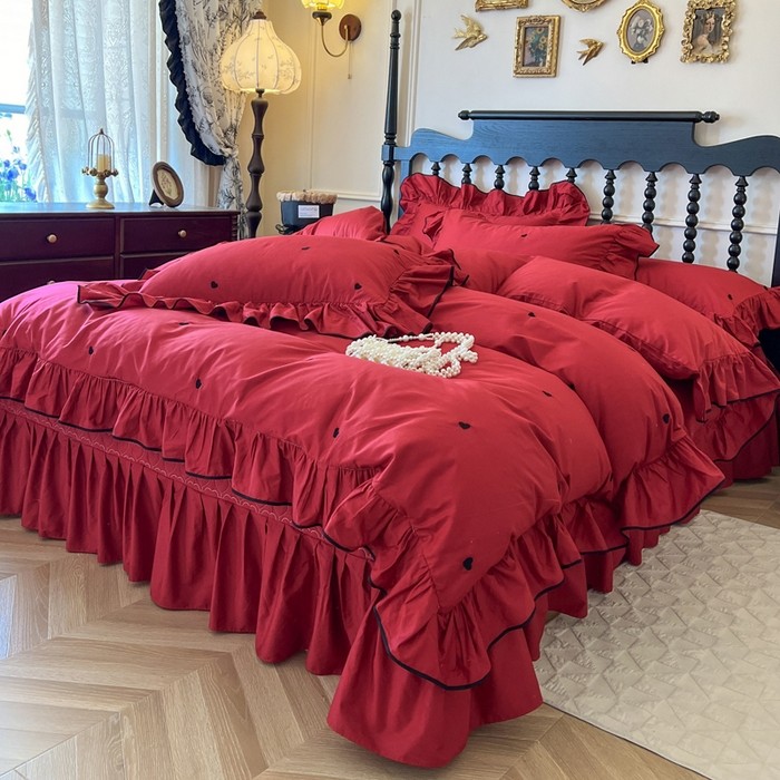 法式全棉花边夹棉床盖款