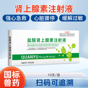 盐酸肾上腺素鱼用钓鱼动物兽用强心注射剂注射液过敏疾病正品 兽药