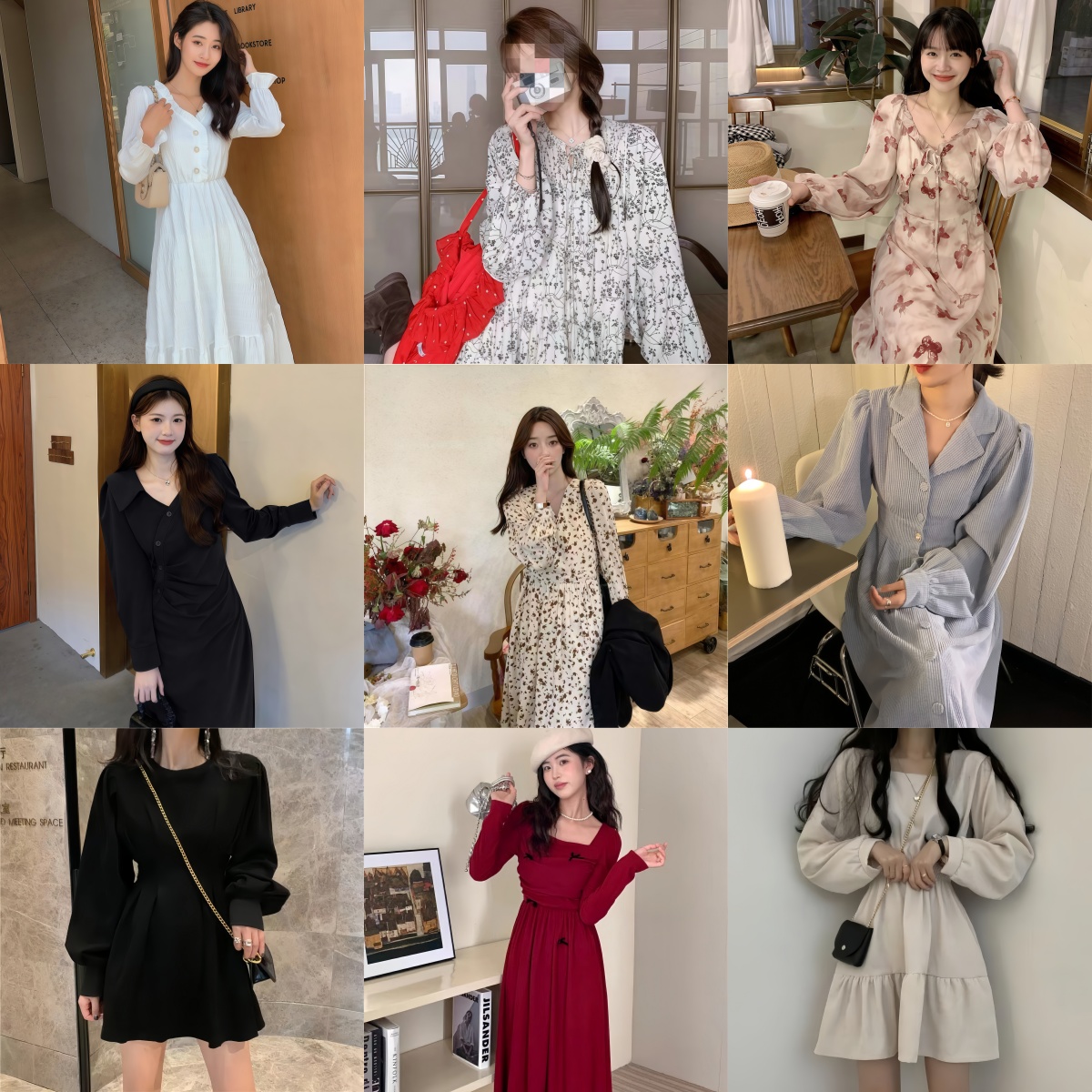 未用2025年新款法式复古碎花连衣裙女秋冬高级感气质收腰长裙子