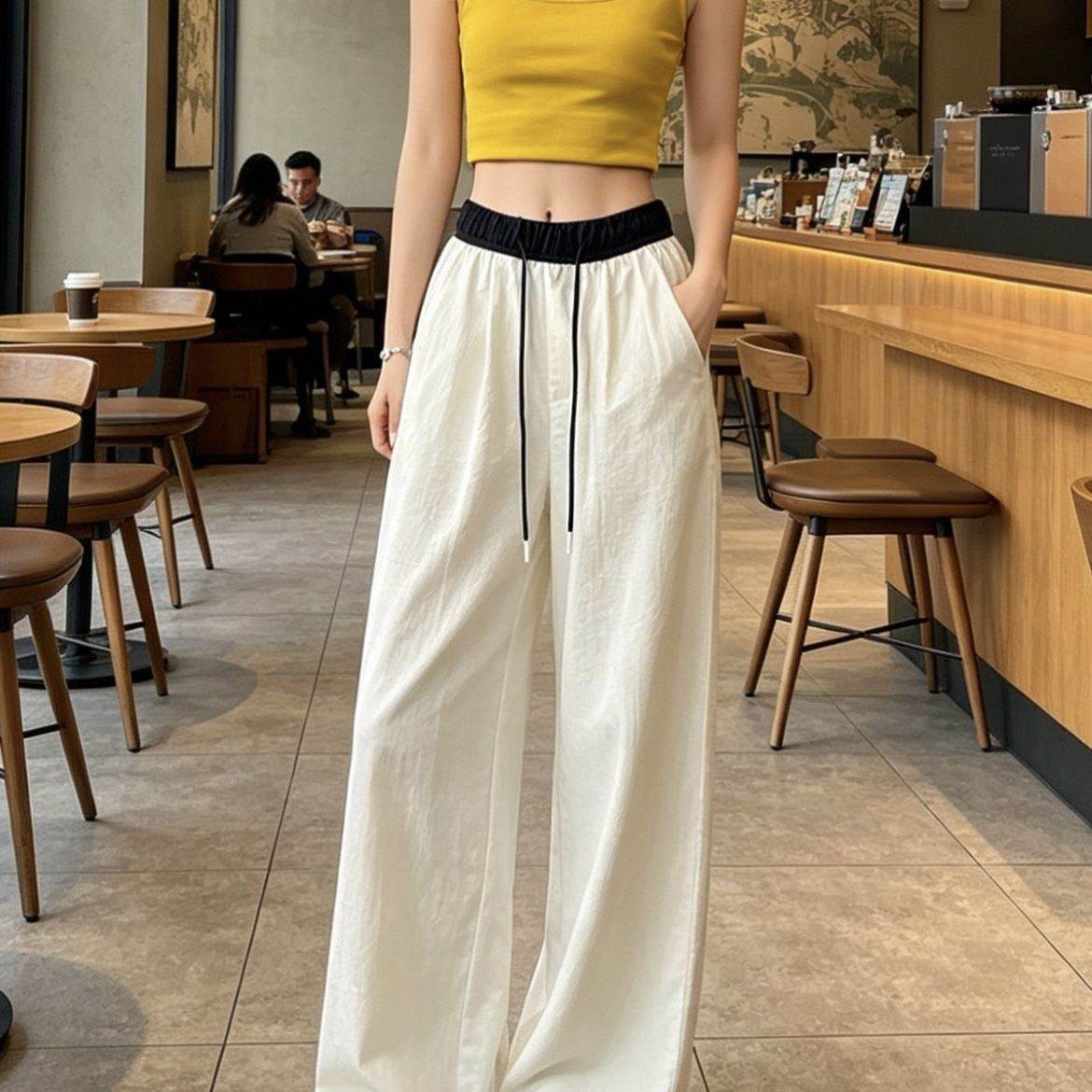 宽松垂感阔腿裤显瘦百搭薄款直筒夏季慵懒风格薄裤子