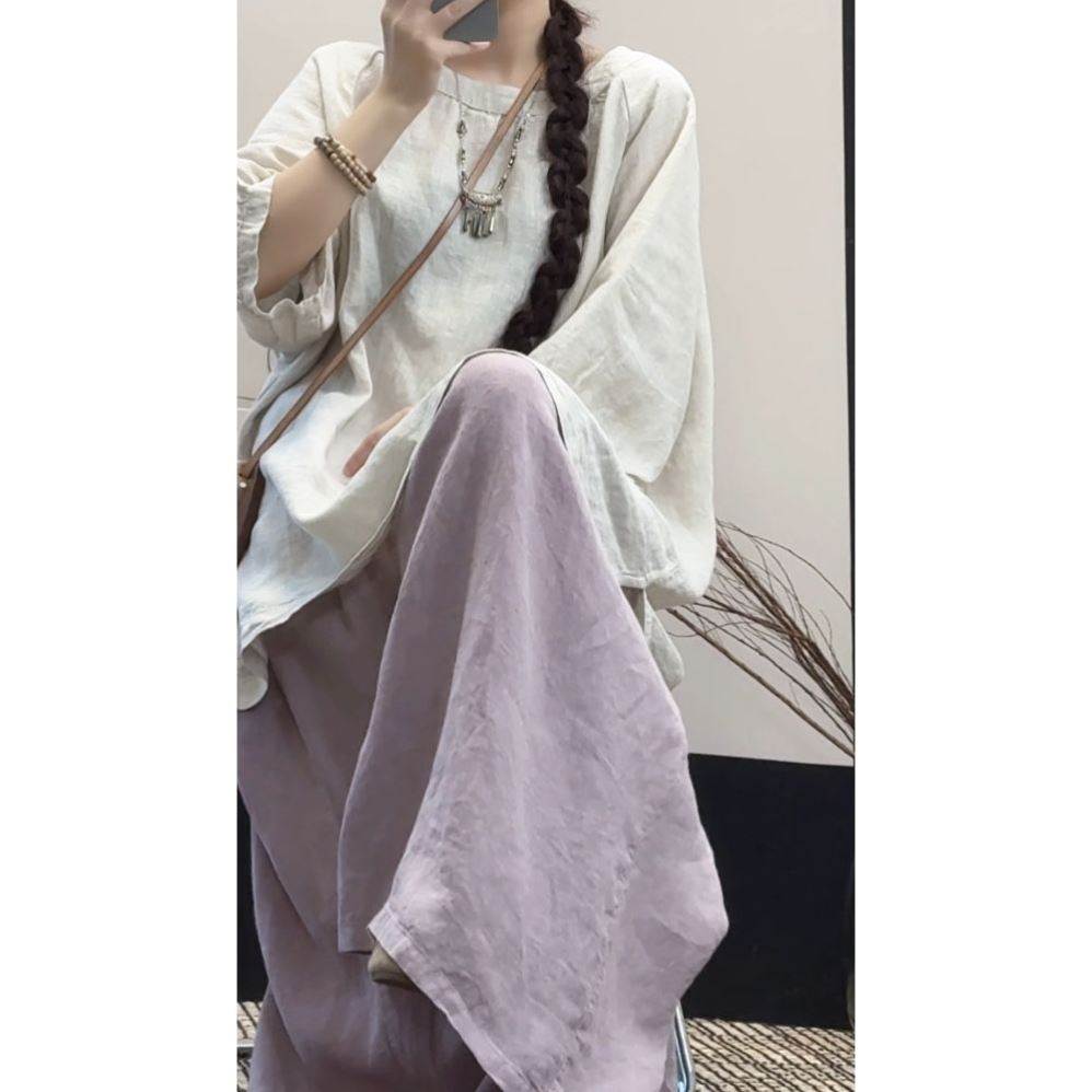 新中式上衣禅意风女装棉麻套装两件套汉服禅服国风素雅茶服清冷感