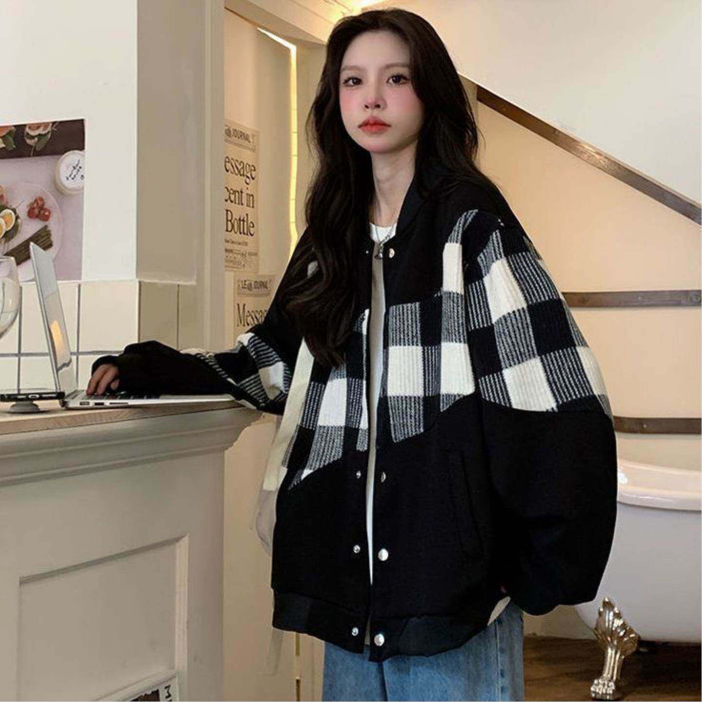 美式复古撞色拼接棒球服春春季新款宽松韩版学生百搭刺绣外套女