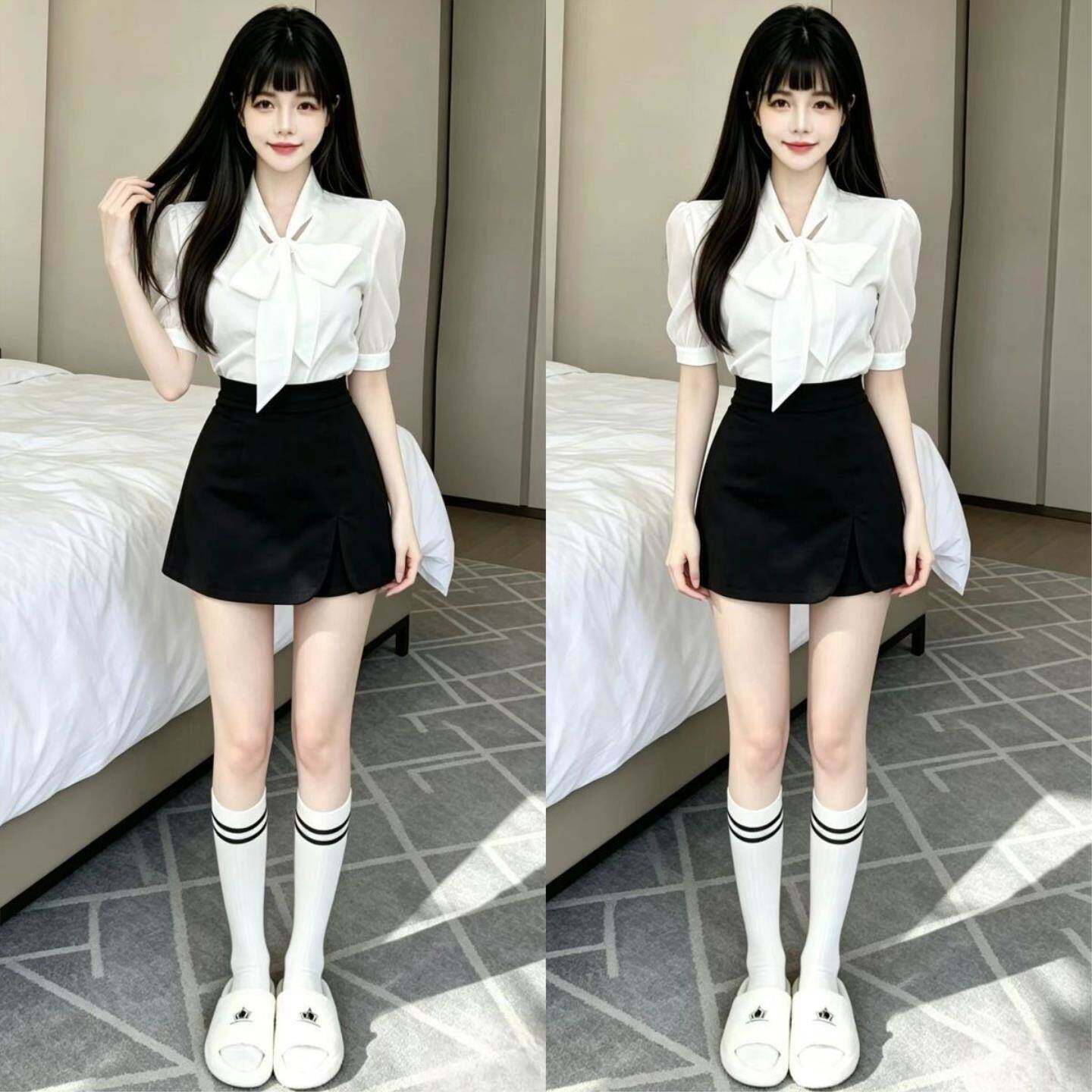 气质白衬衫女职业套装包裙酒店