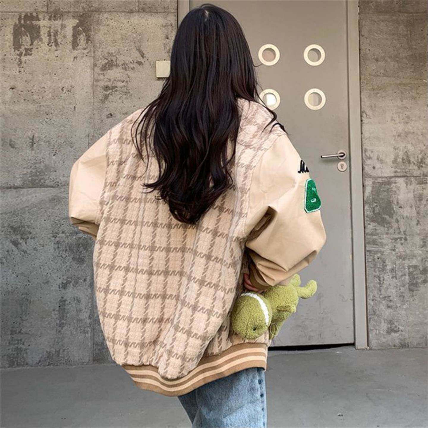 美式复古学院风棒球服秋冬季宽松韩版学生百搭夹克外套女