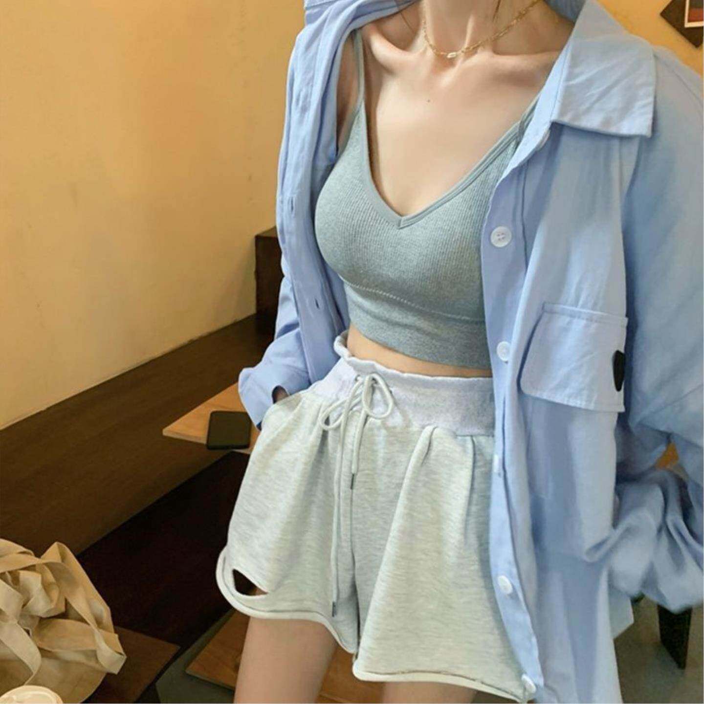 新款长袖POLO防晒衬衫女夏季棉薄款宽松韩版设计感小众法式别致