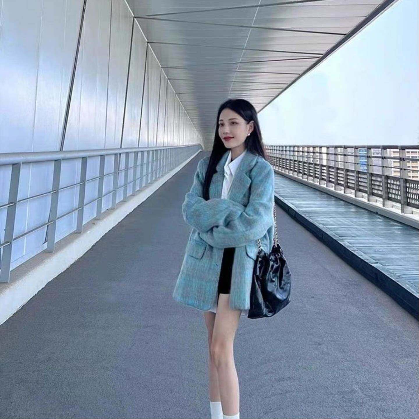 2026春季休闲小个子高级感小香风毛呢西装格子外套女
