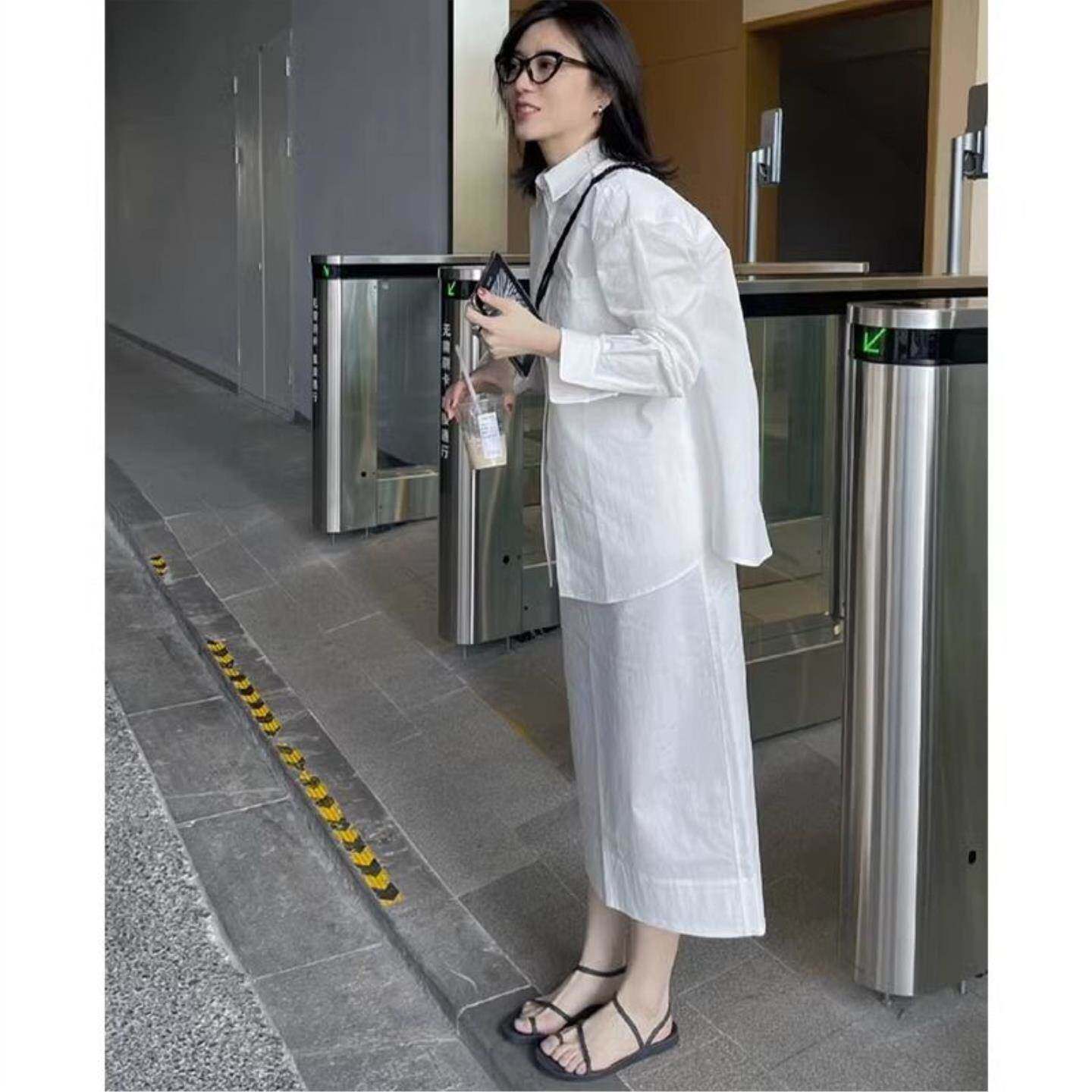 白色衬衫女设计感小众韩版时尚休闲宽松显瘦上衣炸街气质洋气衬衣