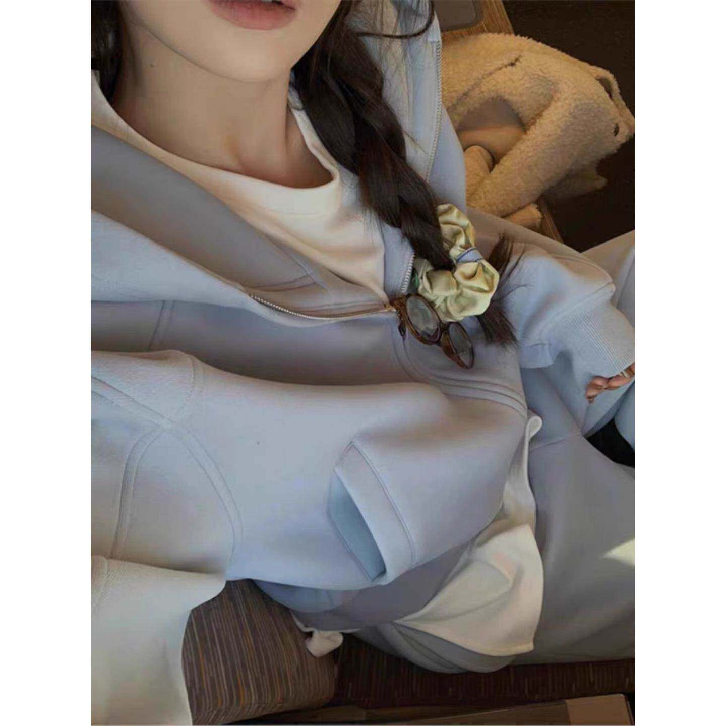 盐系运动服套装女春秋学生韩版宽松时尚卫衣休闲两件套跑步