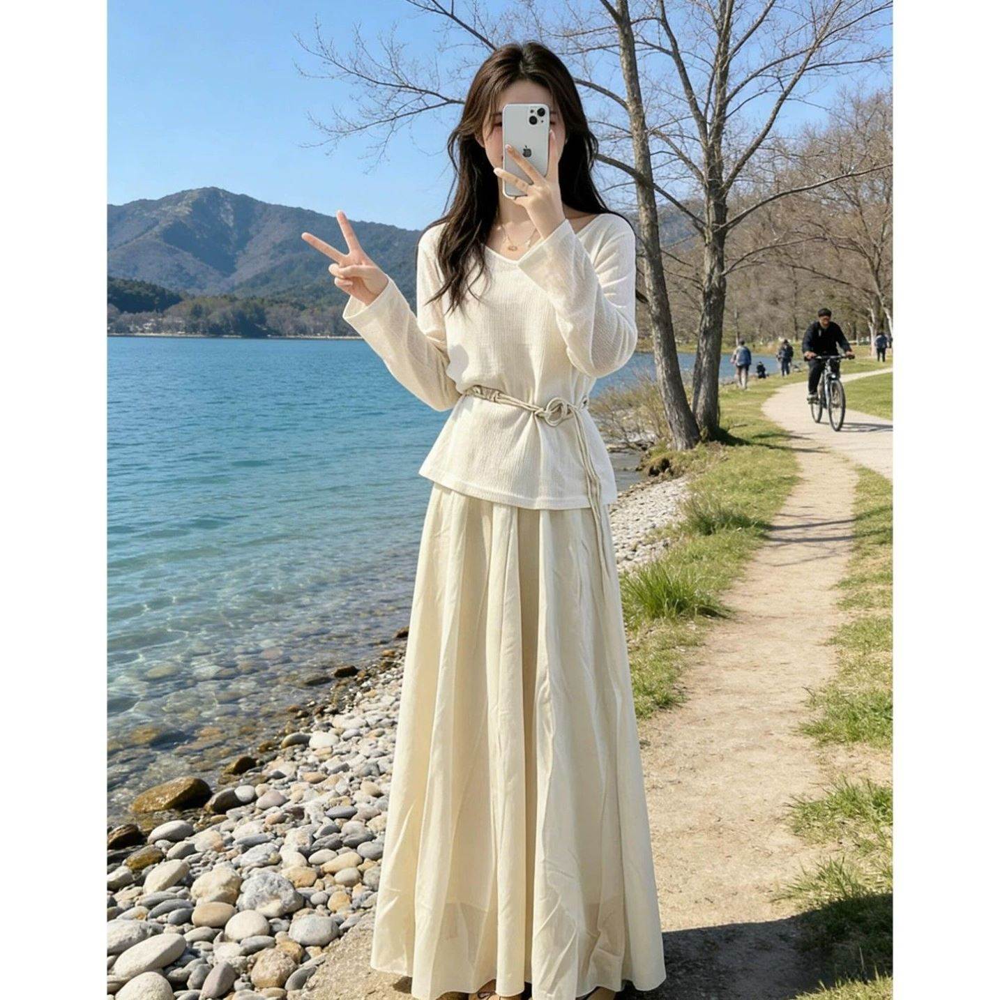 早春淡人高知气质罩衫套装连衣裙子女夏2026新款独特漂亮针织长裙