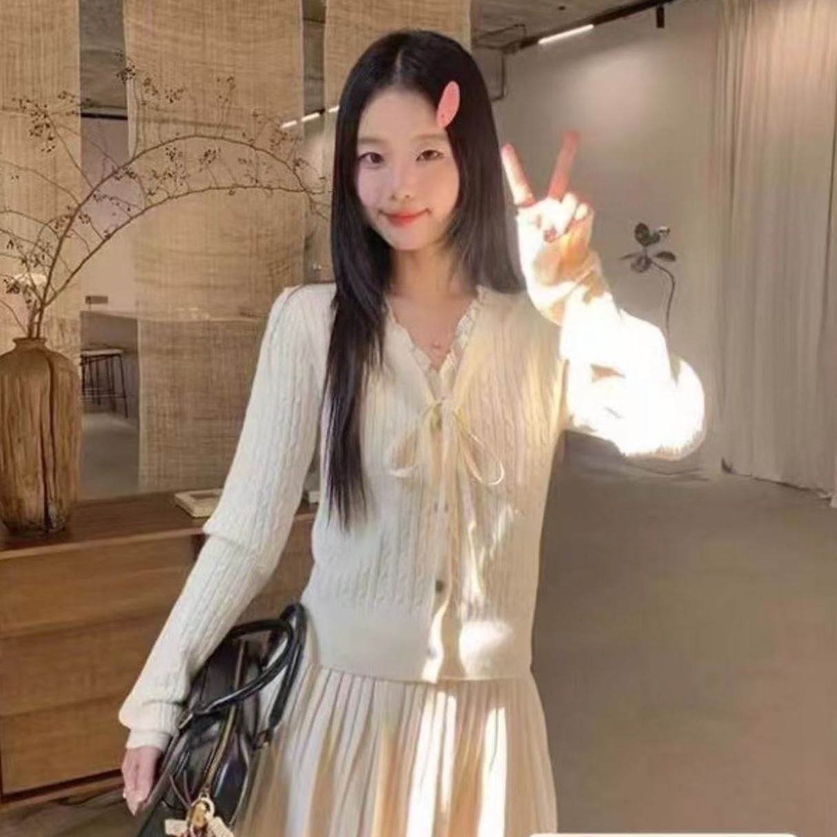 韩式校园风高级感穿搭套装裙女装春夏针织00后减龄女装纯欲风