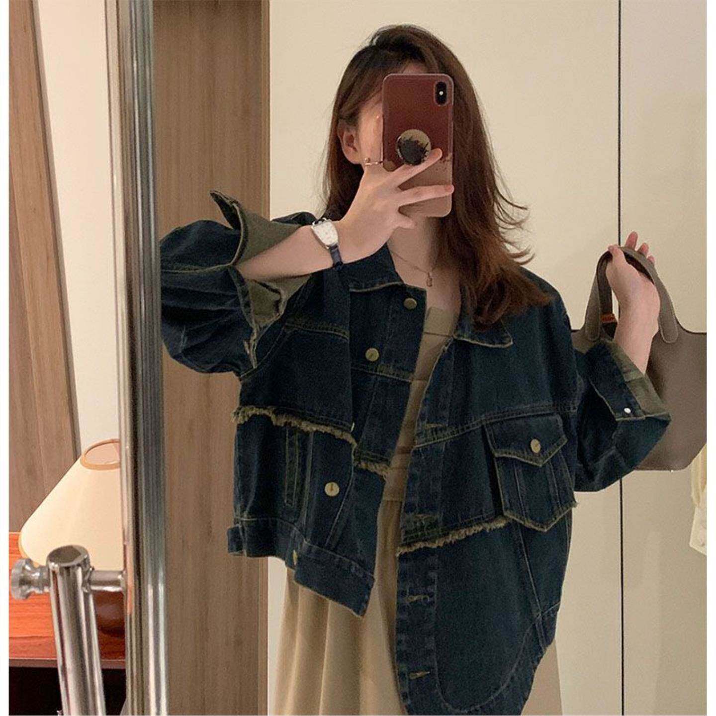 不规则牛仔外套女设计感小众春装新品宽松显瘦气质复古港风上衣