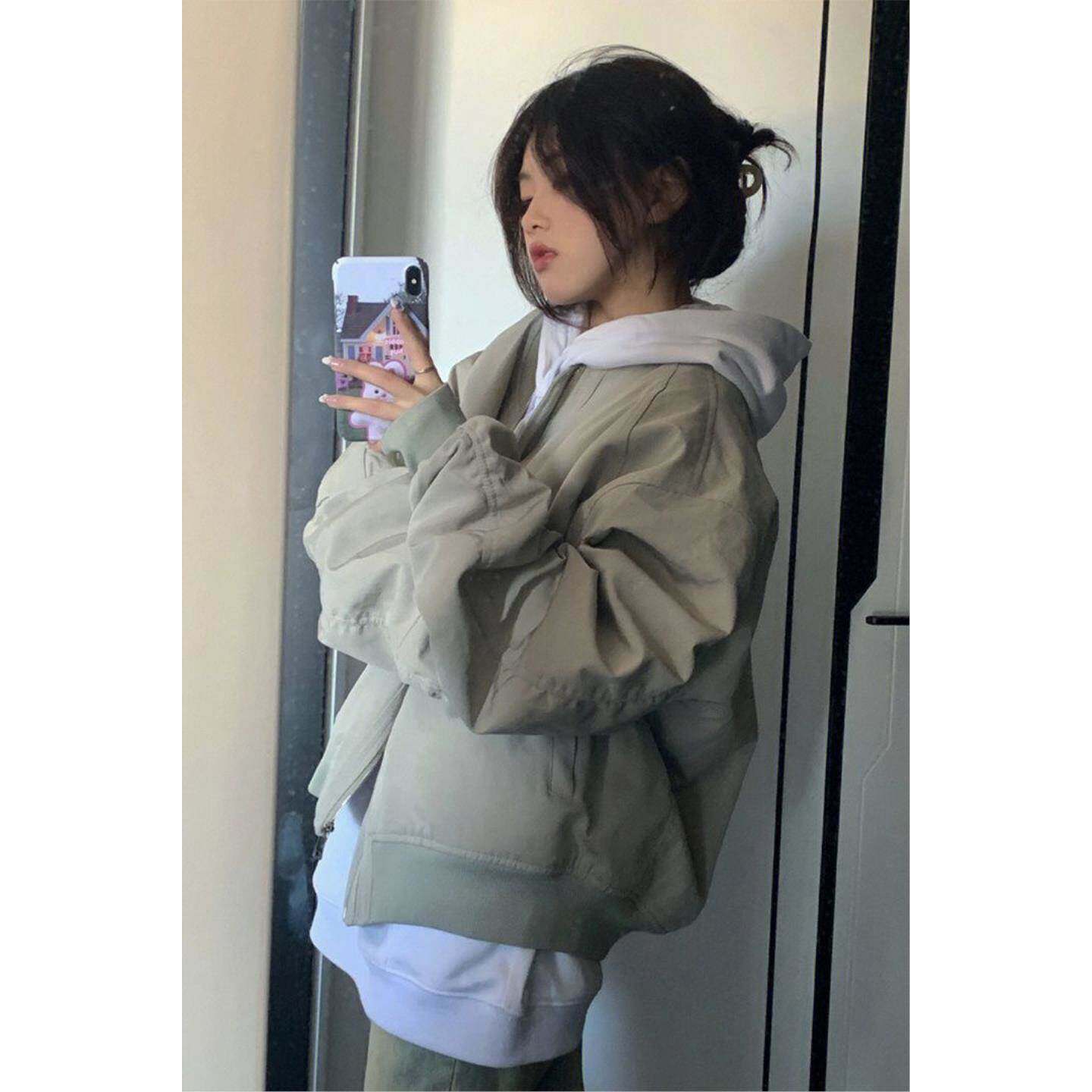 美式复古飞行员夹克外套女春春夏高级感小众加厚夹棉棒球服ins潮