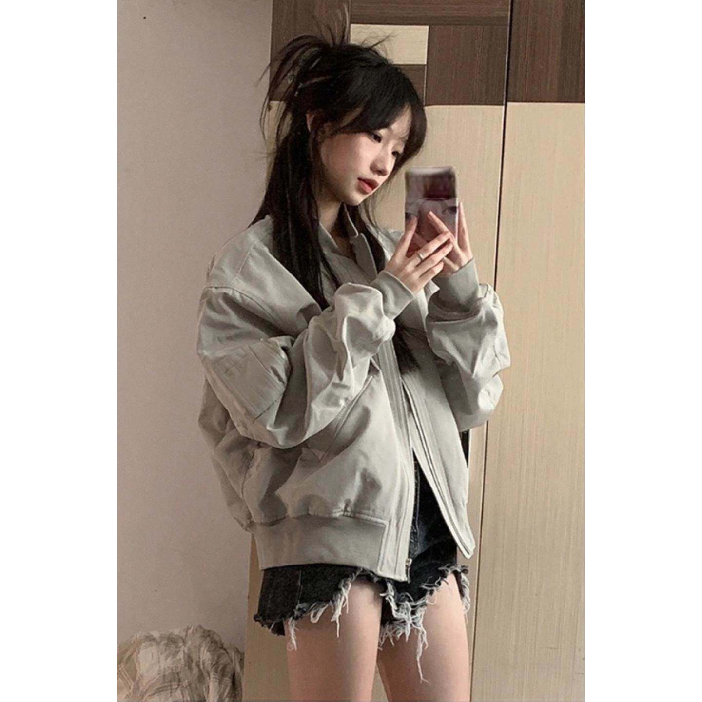 飞行员夹克女春秋设计感短款工装美式情侣棒球服