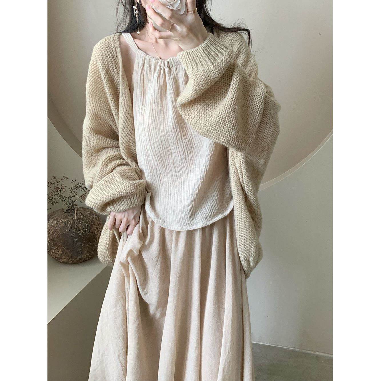 江南风衣服针织开衫棉麻半身裙禅意风女装小清新汉服