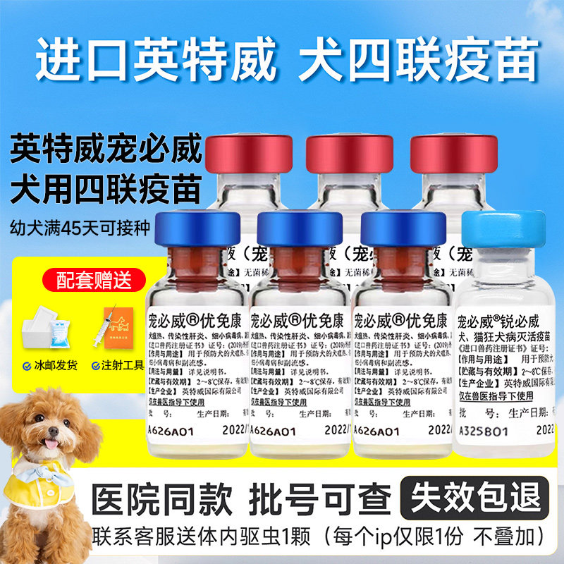进口英特威四联狂犬疫苗狗狗用一套自打幼犬套餐针宠必威狂犬育苗