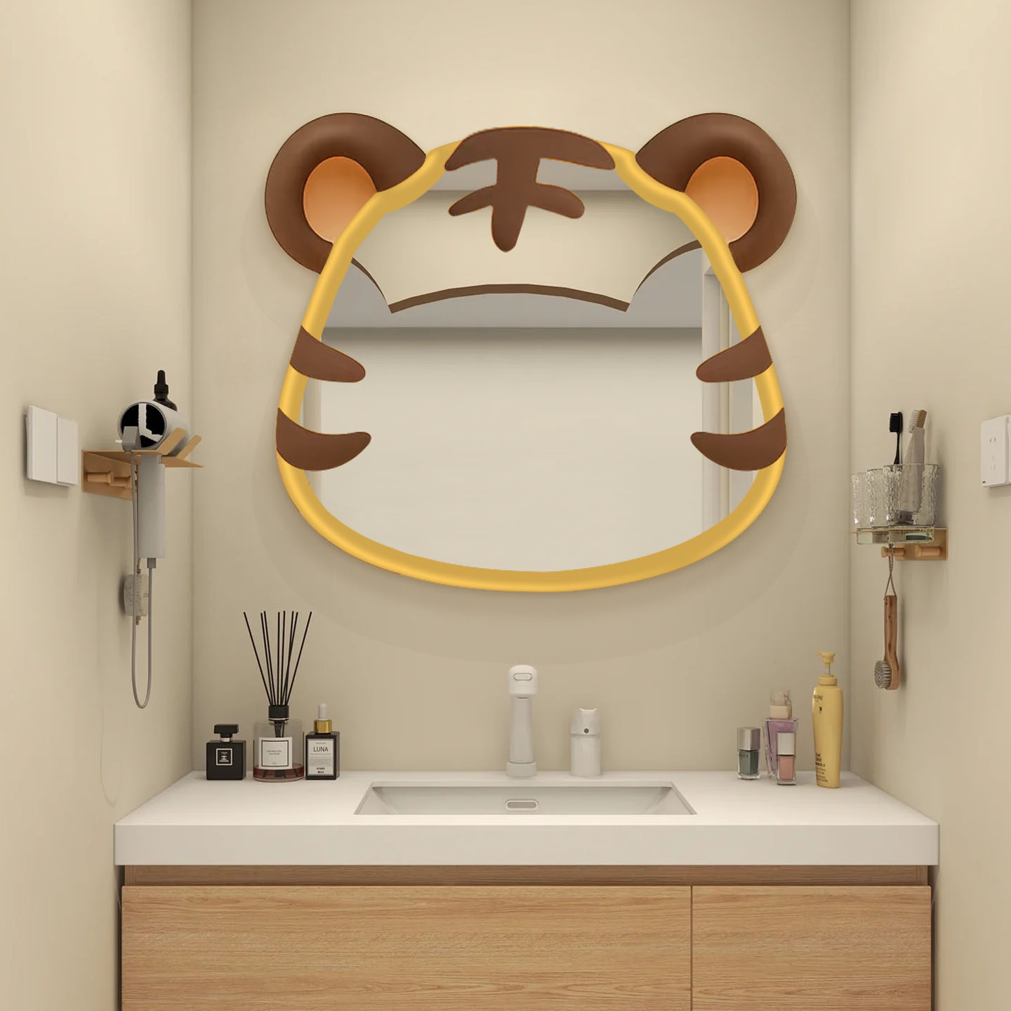 卡通生肖老虎化妆镜儿童房镜子