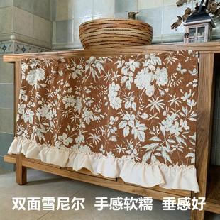 复古雪尼尔短帘柜帘柜门橱柜遮挡帘柜子防尘免打孔安装 中古风法式