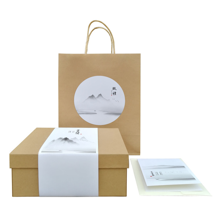 nq61超大中式水墨风简约高级感牛皮纸天地盖通用礼盒包装纸盒定制