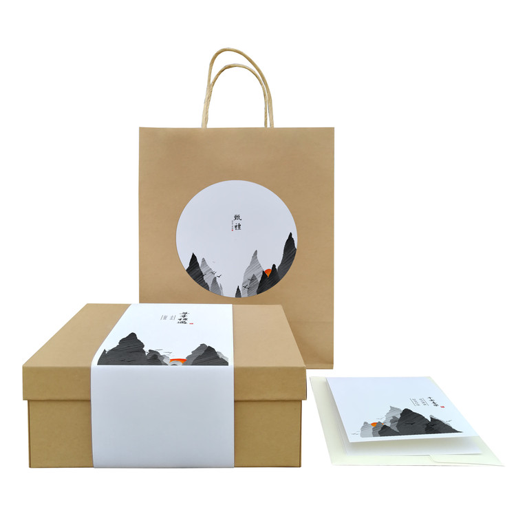 nk49超大中式水墨风简约高级感牛皮纸天地盖通用礼盒包装纸盒定制