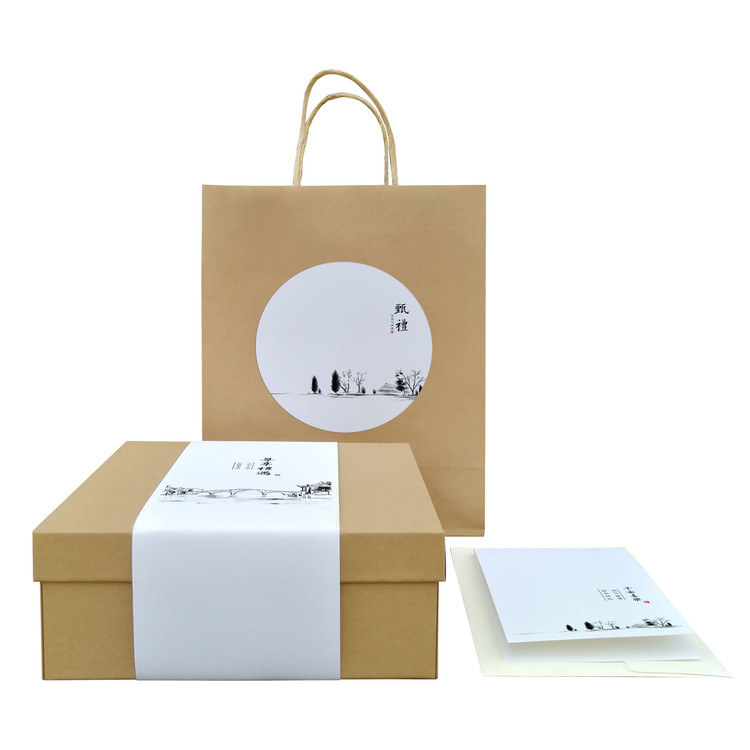 nq75超大中式水墨风简约高级感牛皮纸天地盖通用礼盒包装纸盒定制