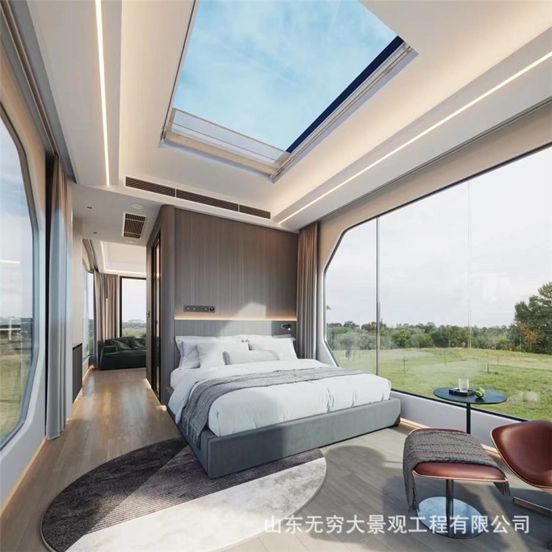 旅游住宿户外观景创意集装箱移动办公钢结构阳光房智能一键启动