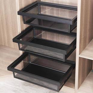 架用玻璃 屉伸缩自物制滑轨衣间衣橱家抽拉裤 衣柜拉篮抽帽BND BLH