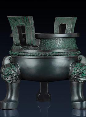 采纯购产品黄铜大鼎装KBN饰品家庭香办公室铜三脚架饰客厅炉三脚