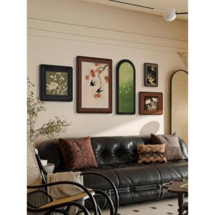 中古风5挂画式客厅沙发背景墙装饰画法古QZC覆组合壁画高级感202