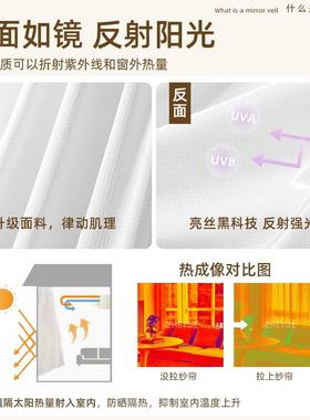 【高JUJ热断码清仓】镜面纱帘隔防晒窗纱级卧室厅阳台防紫外线白
