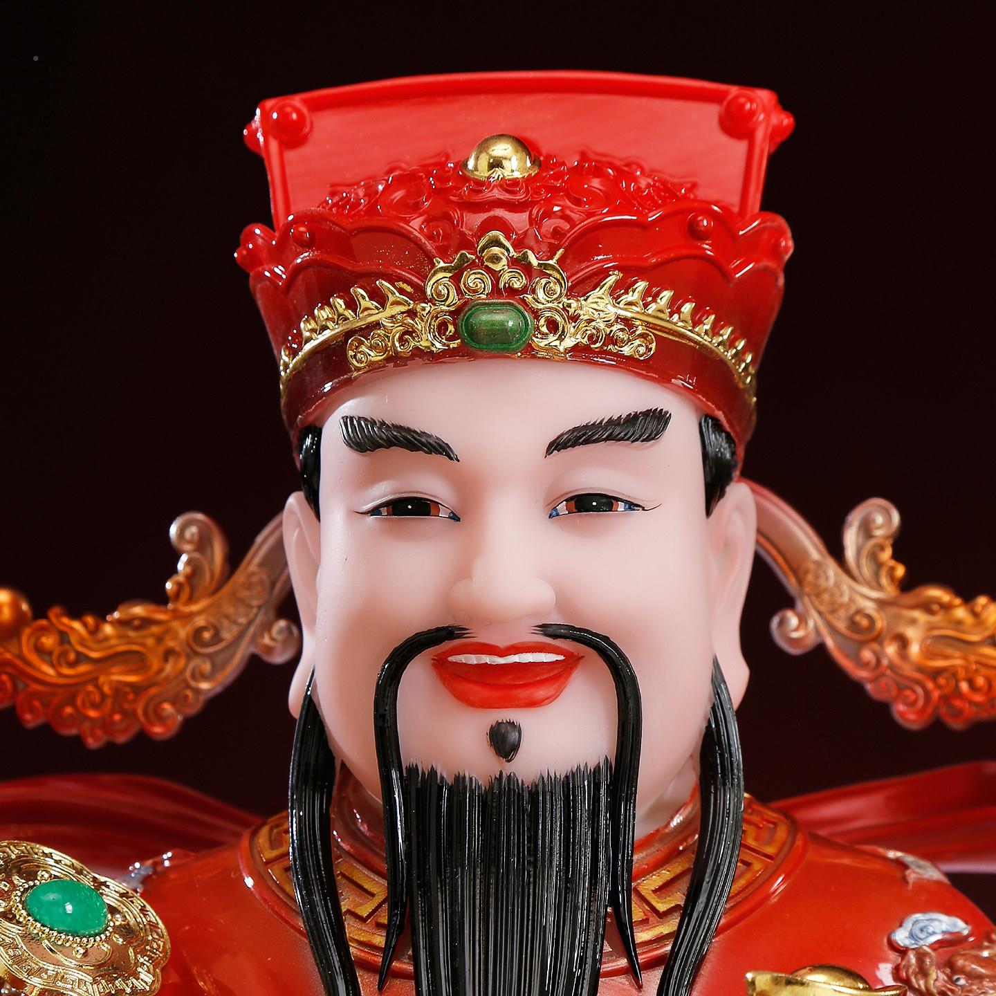 星神爷摆财件汉白玉彩绘如意财神佛像用FXY供家奉财帛君店铺开业