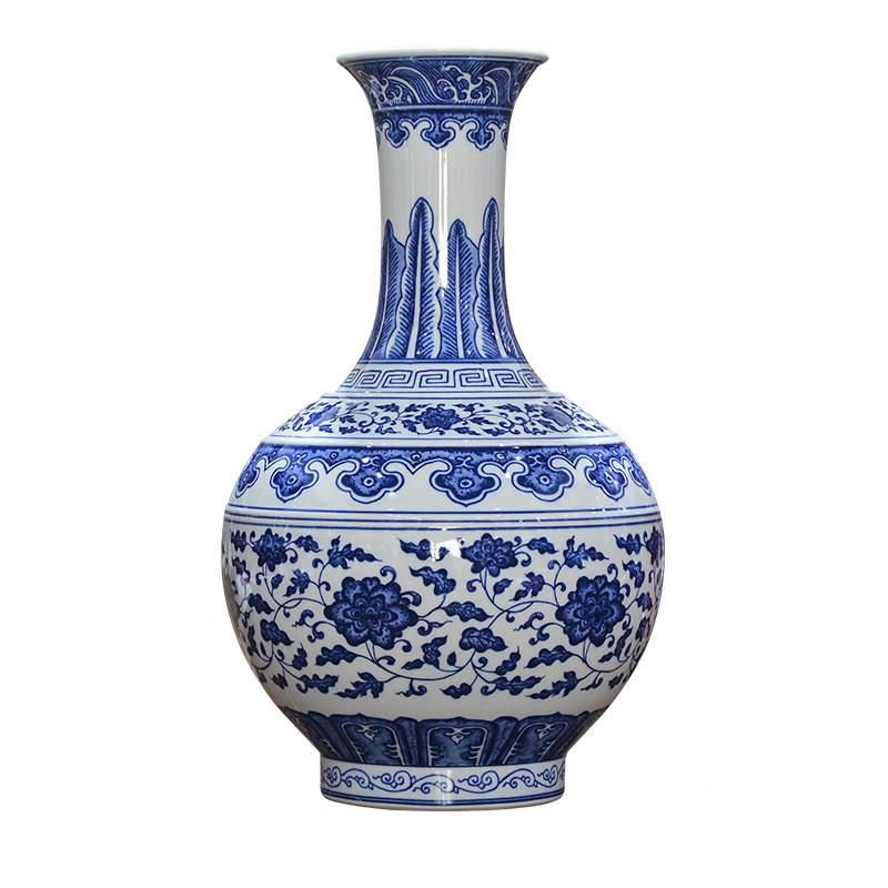 景德镇qh0001陶瓷器中式仿手绘青花古瓷花花瓶摆干件客厅插花家居