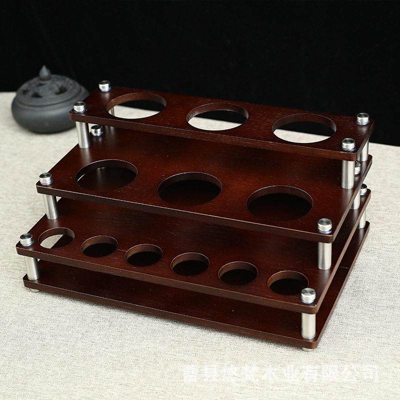 家用白酒架子置物分酒器收杯纳展架竹架木架子白酒71033075杯专用