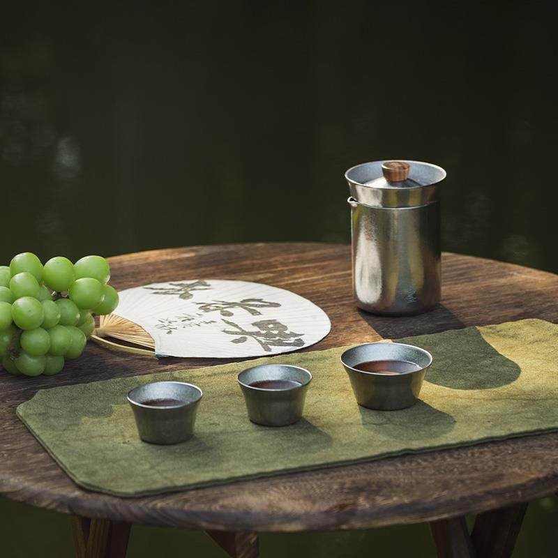 鸣纯盏钛快客一杯便携旅行茶具壶杯套MZ8024装茶杯双层钛杯一户外