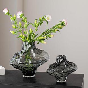 花瓶玻璃摆插花鲜水培轻高级感小众创意客厅雪奢XG206柳花郁金香