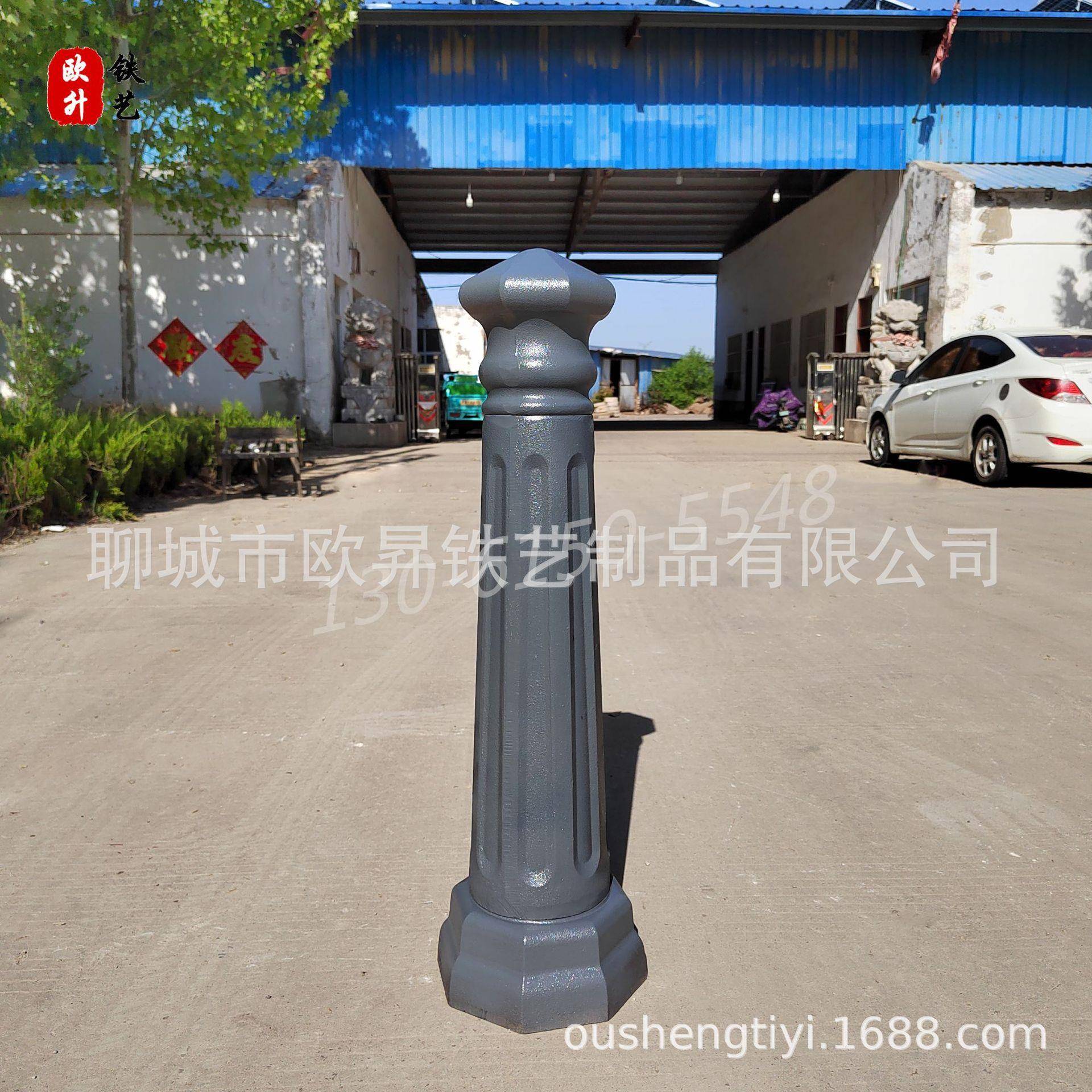 广东铸铁阻车柱黑色罗马立柱广场道路隔离柱子河道氟碳漆链条现