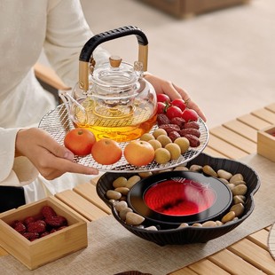 家用2024新款 室内围炉煮茶烤火炉套装 电陶炉玻璃煮茶器具专用茶壶