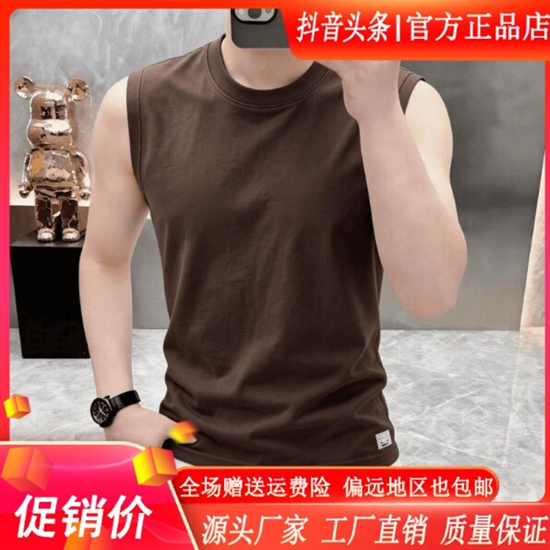 枫善服饰夏季新款高档男士美式无袖T恤背心运动健身时尚潮流上衣