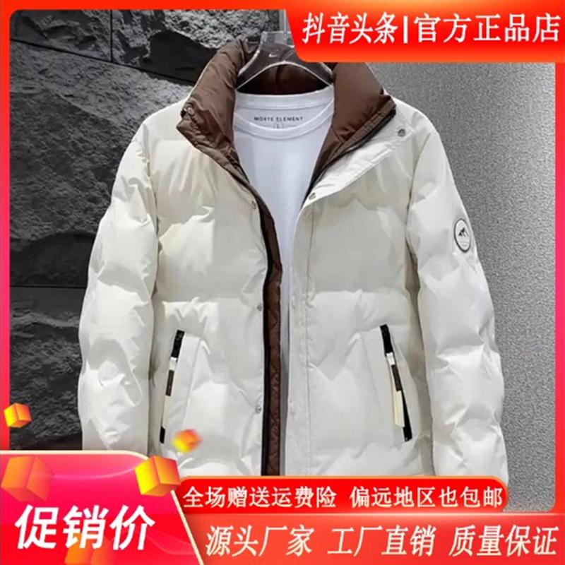 斐诺轻奢服饰双12羽绒服立领男G士冬新加厚拼色保暖短款男潮款国