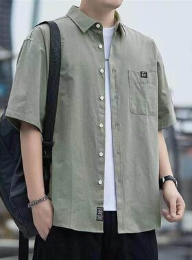 厦门隐述电子商务4男士短袖衬衫休闲宽松中老年夏季薄款衬衣外套