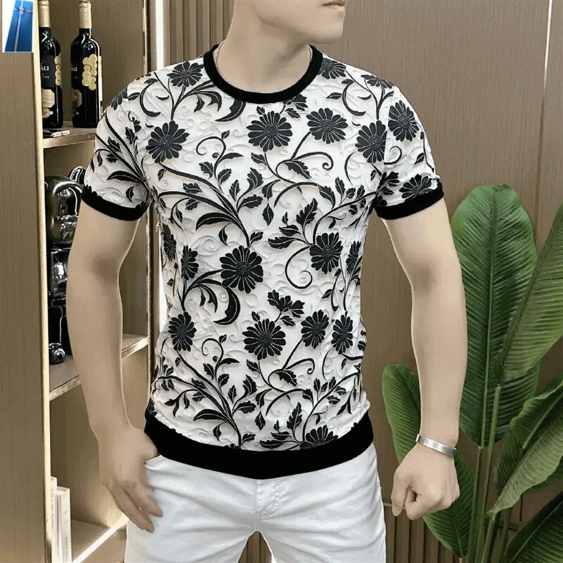 保罗岁月鞋服旗舰夏季拉链款POLO衫男士浮雕花纹短袖T恤冰丝半袖