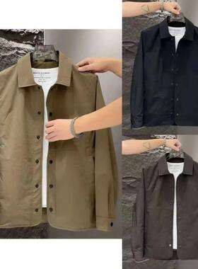 徒徒Jine男装新款时尚休闲通勤户外长袖纯色翻V领夹克外套