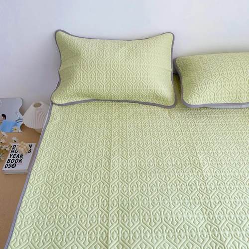 过夏天 莫兰迪纯色天然乳胶凉席枕套三件套夏季水洗空调席子床垫