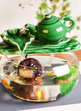 创意陶瓷流水摆件家用客厅风水招财鱼缸办公室桌面禅意装饰小喷泉