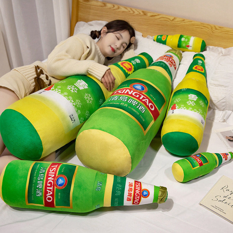 仿真啤酒抱枕毛绒玩具酒瓶子青岛玩偶雪花靠垫大号公仔礼品