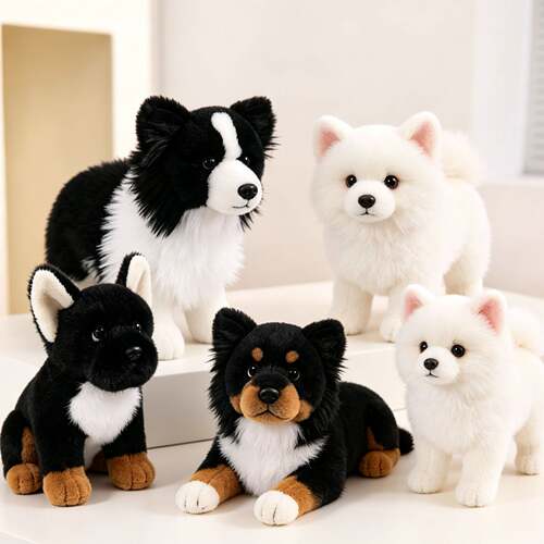 仿真宠物狗边牧博美犬公仔小狗斗牛犬玩偶藏獒德牧毛绒玩具摆件