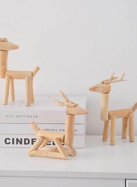 桌面招财小鹿摆件玄关客厅家居装饰办公桌酒柜电视柜摆设创意礼物