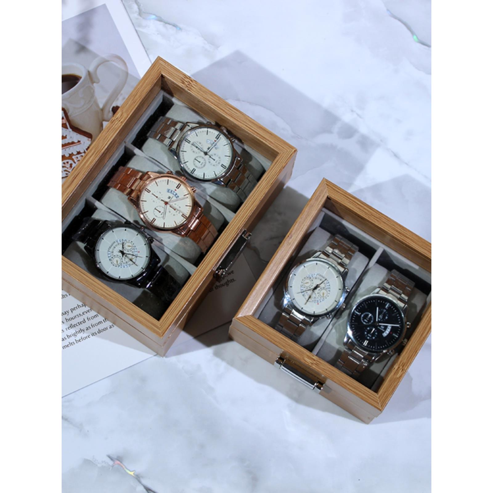 手表收纳盒手链首饰桌面展示盒腕表收藏多格防尘展示盒子大容量