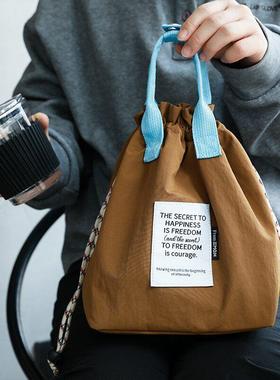 2025新款饭盒袋便当包手提便携保温上班族带饭抽绳束口袋子通勤用