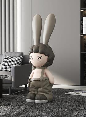 采购产品时髦的兔子娃娃，客厅地板站立的大装饰品，电视柜旁边的
